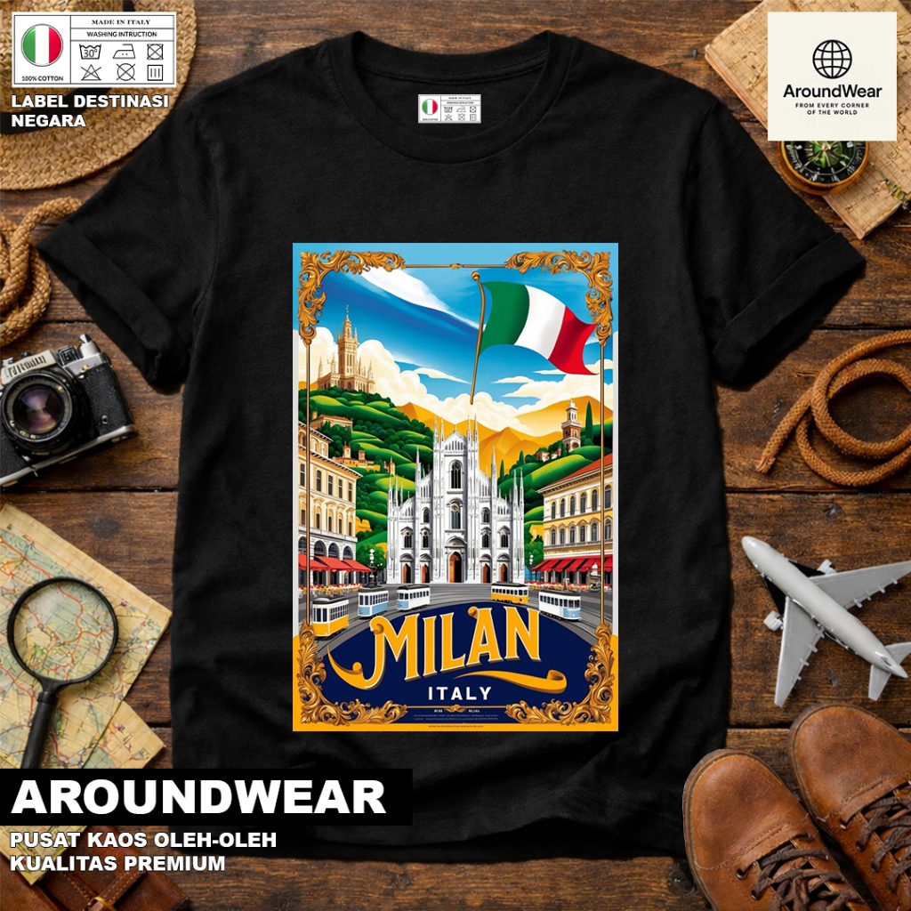 ITALY SOUVENIR T-SHIRT 13 WITH ITALY COUNTRY TAG PREMIUM SOUVENIR MATERIAL GIFT