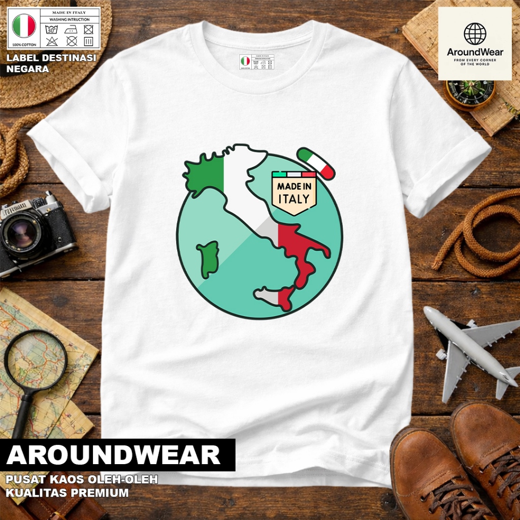 ITALY SOUVENIR T-SHIRT 22 WITH ITALY STATE TAG PREMIUM SOUVENIR MATERIAL GIFT