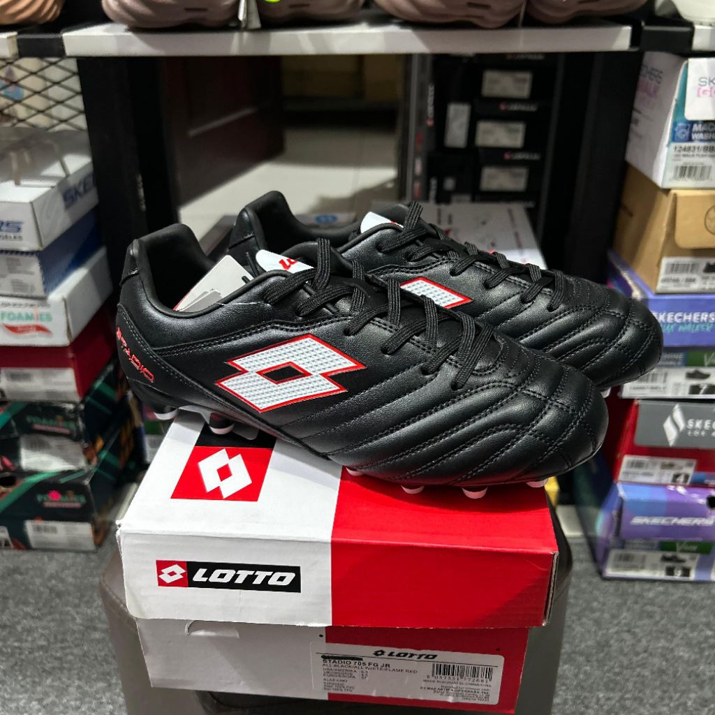 LOTTO STADIO 705 GF JR ลูกฟุตบอลสีดําล้วนสําหรับเด็กต้นฉบับ