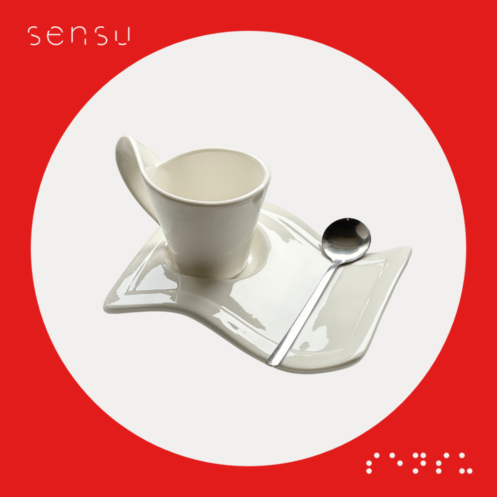 SENSU Oboro Wave Series ชุดแก้วเซรามิค - ชุดถ้วยเซรามิคและที่รองแก้วสําหรับกาแฟและชา