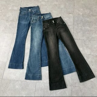 HAZEL - Maxy | Celana Jeans Wanita Highwaist Cutbray Panjang Bahan Melar HW Kancing 2 Ready Stok