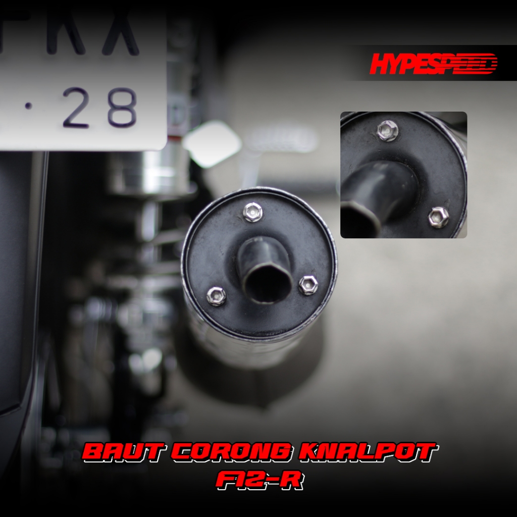 สลักเกลียวสแตนเลส 2 ปุ่มสําหรับ YAMAHA FIZR F1ZR CNC ไอเสีย, กระบวนการรุ่น HEX PLUS โดย HYPESPEED pr