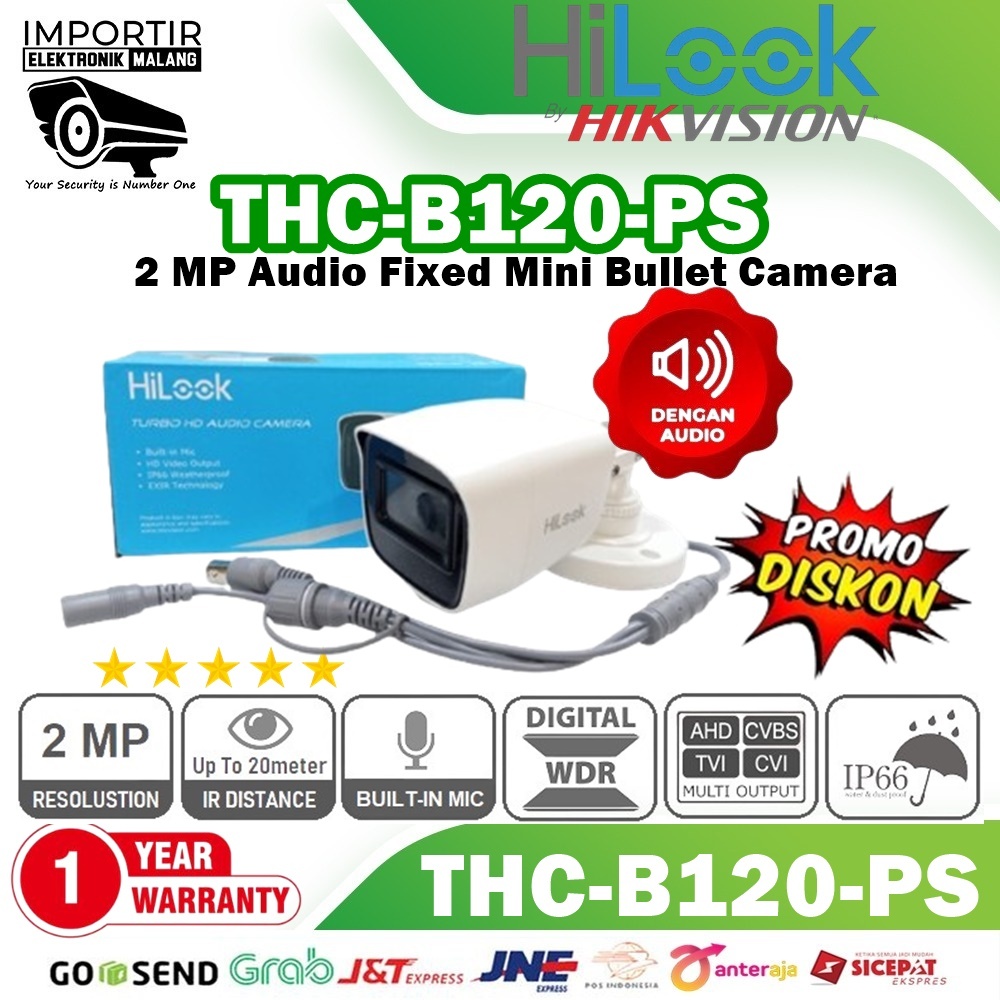 กล้องวงจรปิด HILOOK 2MP OUTDOOR THC-B120-PS SOUND / Hilook AUDIO By Hikvision