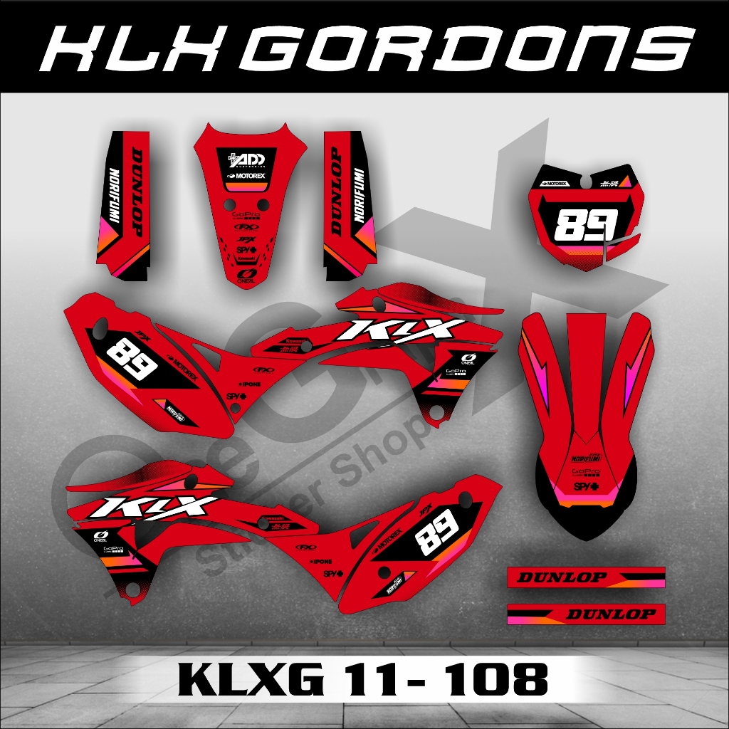 รูปลอก Kawasaki KLX Gordon Body Striping | วาจาร์ล่าสุดของ KLX Gordon KLXG 11 RACING