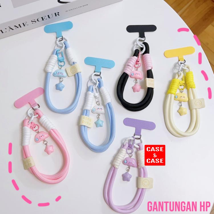 HP GANTUNGAN Aesthetic Phone Holder with Cute Cloud Motif, Phone Strap, Mobile Phone Chain, Short St
