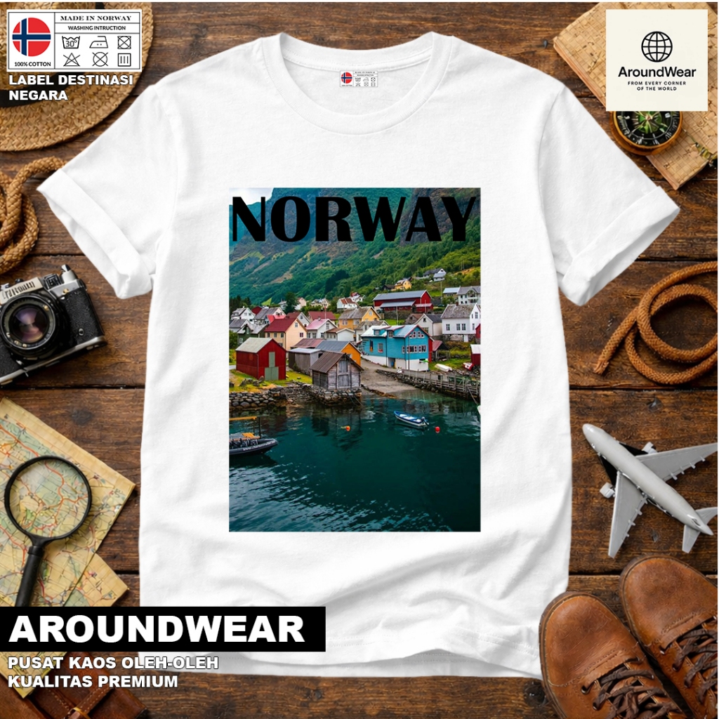 เสื้อยืด NORWAY 32 SOUVENIR พร้อมแท็ก NATIONAL จาก NORWAY COTTON 30S ของขวัญพรีเมี่ยม SOUVENIR