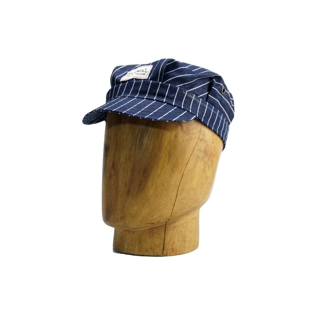 Mechanic Cap Vintage Tuckwoll Indigo Stripes เข็มขัดปรับหนังทุกขนาด