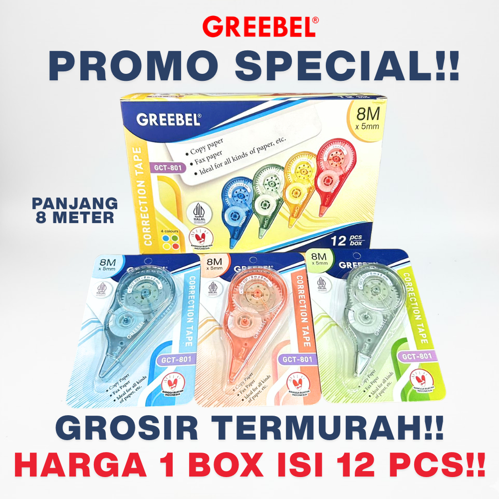 Type x Pastel Paper 8m เทปลบคําผิด Greebel GCT-801 1 กล่อง 12 - ม้วนริบบิ้น Type X