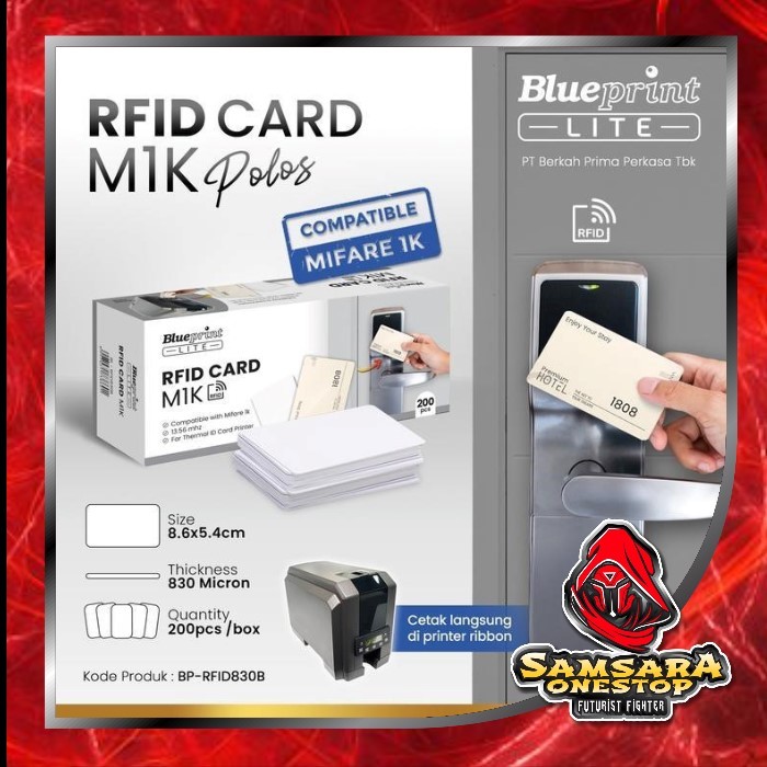 การ์ด RFID M1K Plain 13.56Mhz Blueprint Lite 8.6 x 5.4 cm 830 Micron Compatible MIFARE 1K อ่านเท่านั