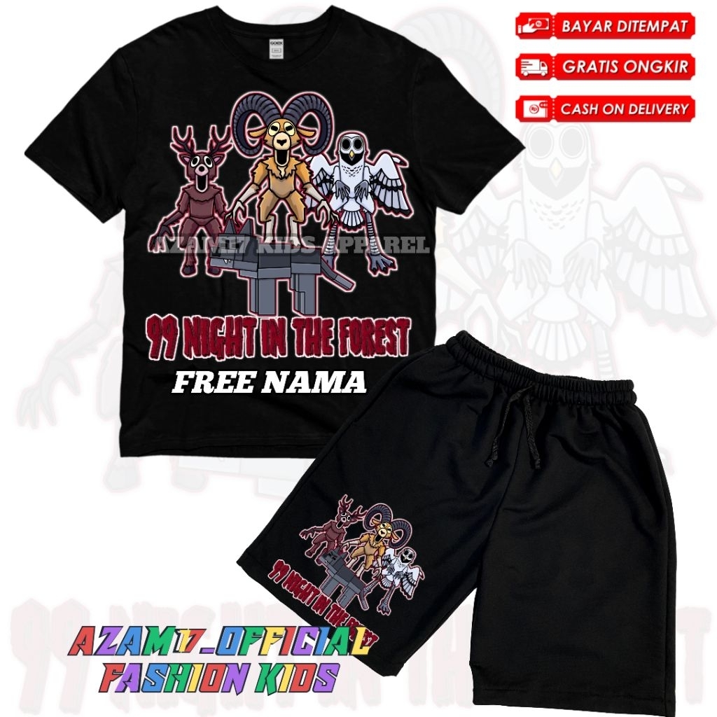 99 Night In The Forest The Deer The Ram Owl กางเกงขาสั้นเด็กชุดชื่อฟรี / Roblox 99 Night In The Fore