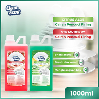 CleanScent Sabun Cuci Piring Refill 1L Kemenkes Food Grade Anti Bau Ramah Lingkungan Wangi Citrus Aloe, Strawberry Halal