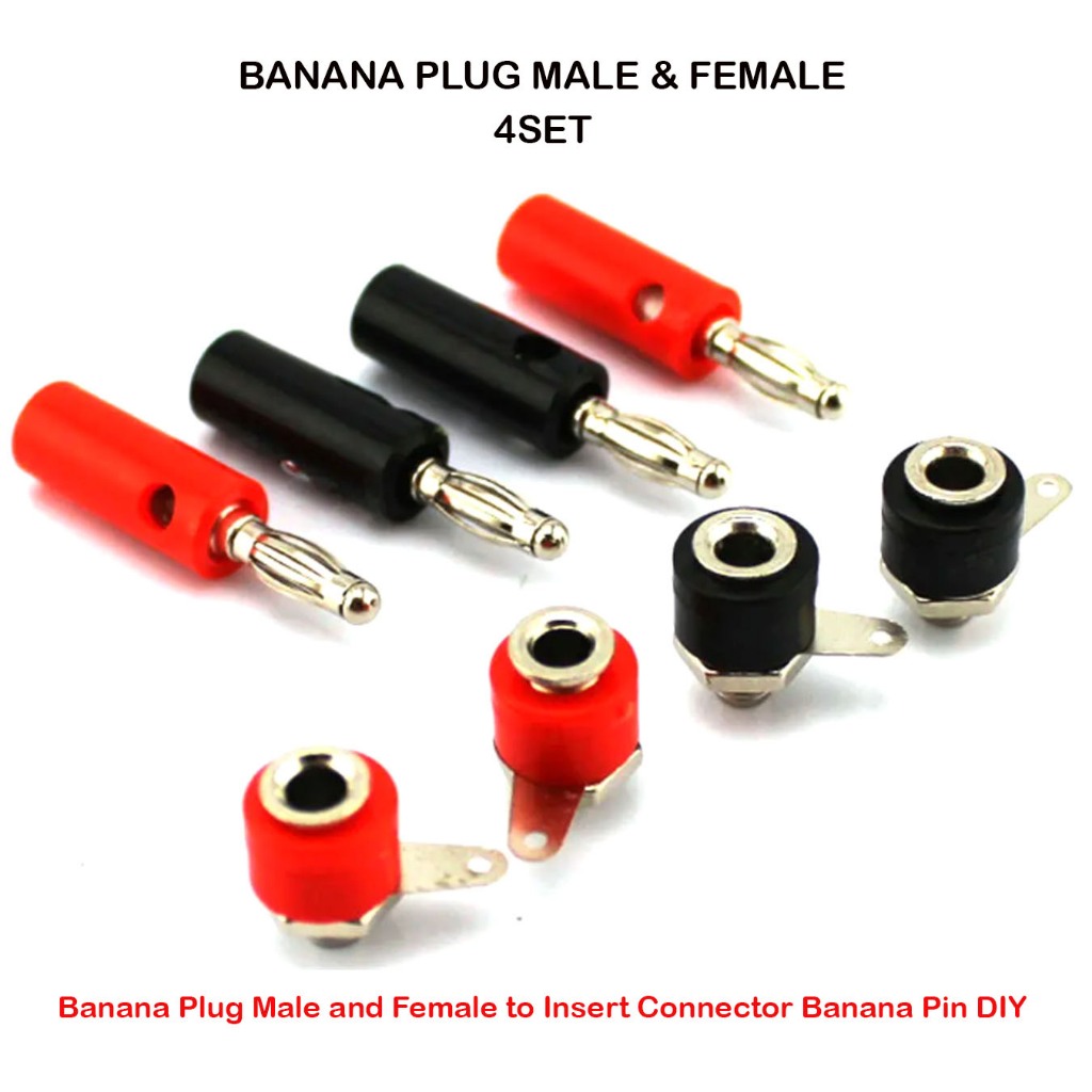 (4ชุด) Jack Banana Plug With Binding Post 4mm แดง ดํา / Jack Banana + เต้ารับ