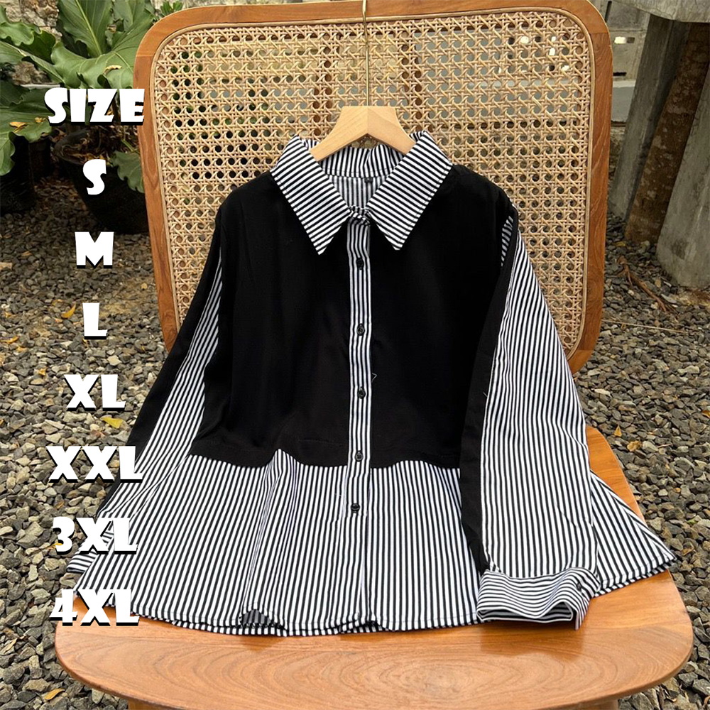 KATUN Ramdan Official - Avery Blouse Cotton Striped Combiila Look Casual Modern Long Sleeve