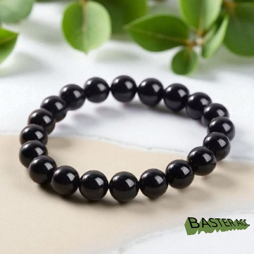 8MM สีดํา ONYX STONE BRACELET สําหรับผู้ชายและผู้หญิง