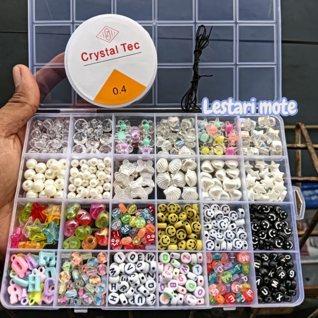 BEAD SET 1 กล่อง DIY BEADS KIT - BEAD BRACELET BEADS - SAND BEADS (ฟรียางยืด)