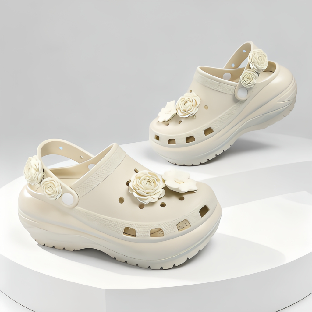 รองเท้าแตะผู้หญิง Baim รองเท้าแตะกบผู้หญิง 6CM รองเท้าแตะฟูจิ