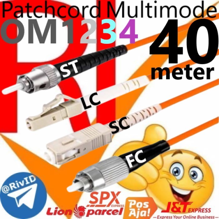 Patchcord 40m FC LC SC ST Multimode OM1 OM2 Om3 Om4 Patch Cord 40 เมตร Fiber Optic Multi Mode Simple