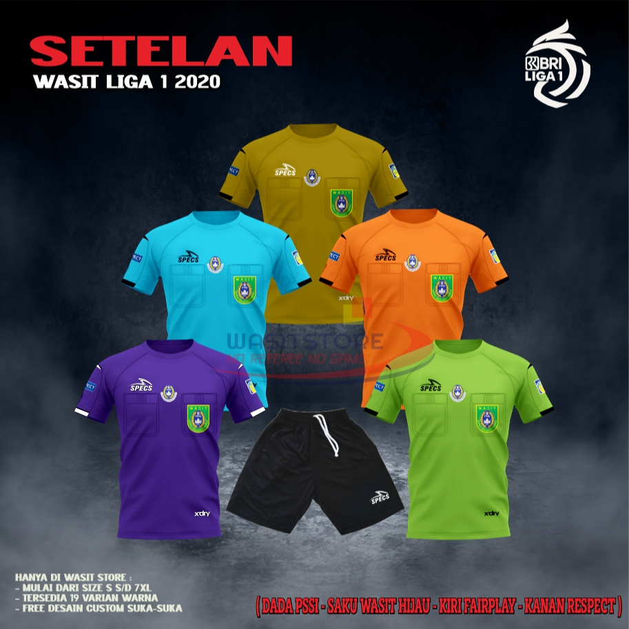 HIJAU LEAGUE 1 REFEREE SHIRT SET 2020/2021 (PSSI CHEST - กระเป๋า REFEREE สีเขียว - FAIRPLAY LEFT - R