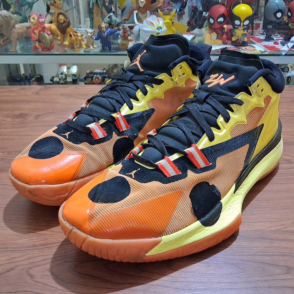 Naruto x AJ Zion 1 SP Kyuubi รองเท้าบาสเก็ตบอลกีฬารองเท้าผ้าใบรองเท้าสีส้มสีเหลืองขนาด 45