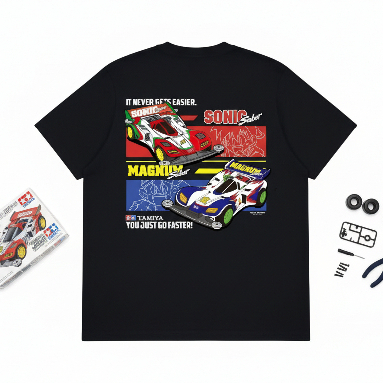 KATUN Gilan เสื้อยืดเด็ก Tamiya Mini 4WD Sonic Saber Magnum Saber Distro เสื้อหวีผ้าฝ้าย 24 วินาที