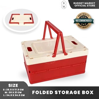 Kotak Penyimpanan Lipat Storage Box Lipat Keranjang Plastik Portable Dengan Handle