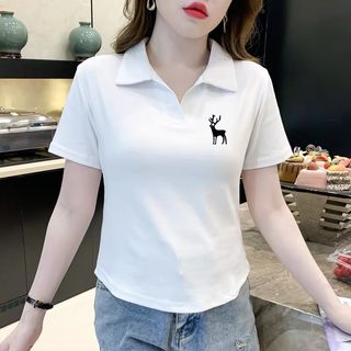 Kaos Crop Top Polo Shirt Wanita/Crop Top Polos/Kaos Wanita/T-shirt Kerah Polos//Kaos Crop Top