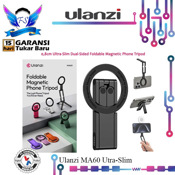 Ulanzi MA60 Utra-Slim ที่วางโทรศัพท์แม่เหล็กแบบพับได้สองด้านของแท้