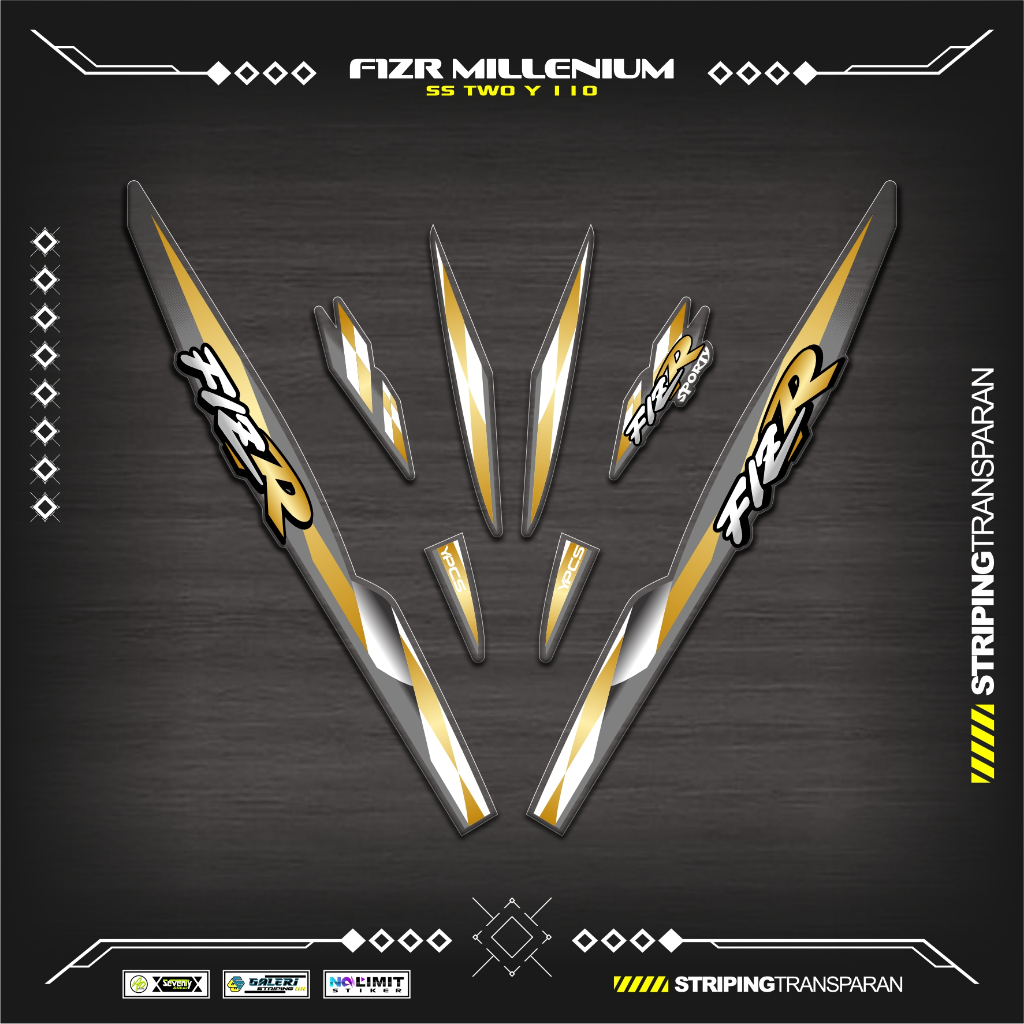 TRANSPARENT STRIPING UV F1ZR MILLENIUM MOTIF K3 สติ๊กเกอร์ YAMAHA F1Z R สติ๊กเกอร์ใส LIS VARIATION F