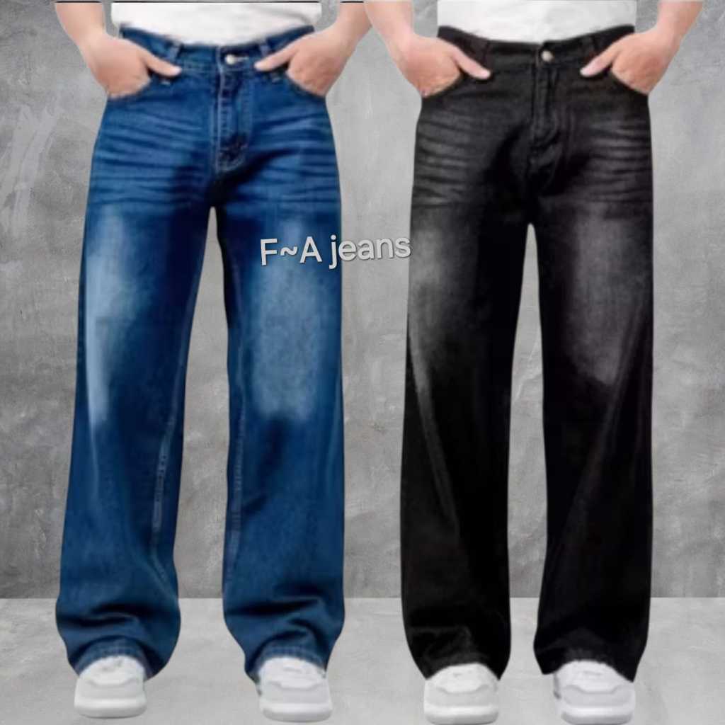 UNISEX Baggy Jeans Highwaist - Baggy Jeans Loose Wisker - Skena Baggy Highwaist Jeans for Men and Wo