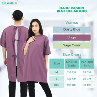KATUN KITAMED JKT เสื้อผ้าผู้ป่วยมีผูกหลัง ประหยัด ผ้าฝ้าย ใส่สบาย มัลติฟังก์ชั่น ส่งทันทีสําหรับผู้สูงอายุ หลังผ่าตัด มีให้เลือกหลากหลายสี Dusty Blue Edition