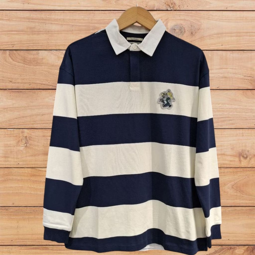 3Second Not So Old School เสื้อยืดคอปกผู้ชาย Big Stripe 041023