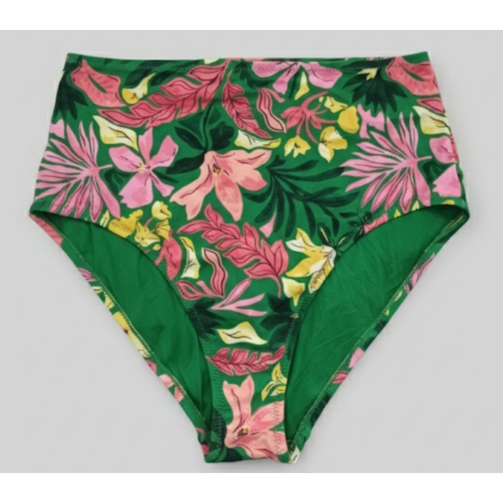 MATTE HIGH WAISTED SWIM BOTTOMS FLOWER AND GREEN M ADULT รหัส K4