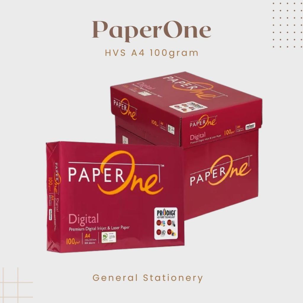 Paper One HVS A4 100gr / Paperone A4 100gr Digital HVS Paper / 1 Ream