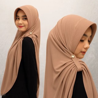 Kerudung Jersey Kancing Samping Pet Antem Harian – Hijab Instan Mocha Simple Premium iZee67