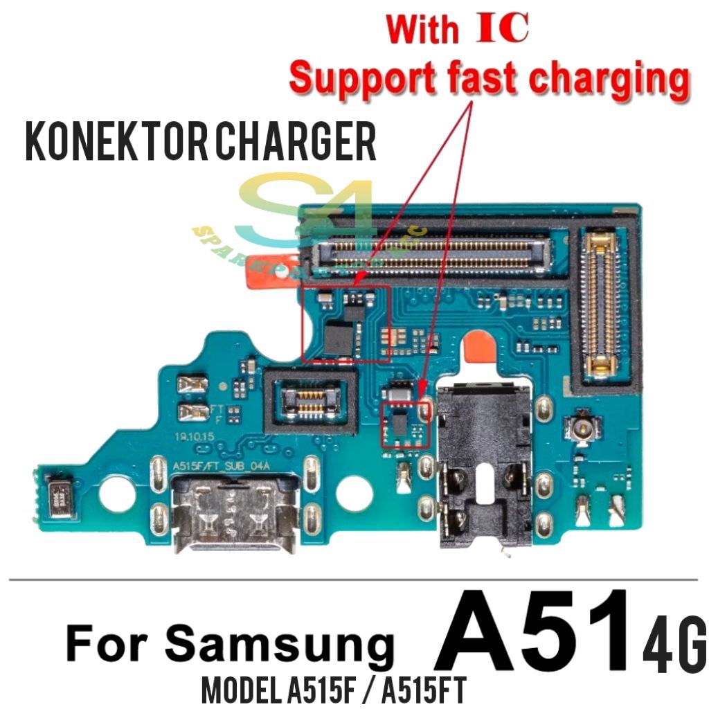 FLEXIBLE CONNECTOR SAMSUNG A51 4G รุ่น A515F / A515FT CONNECTOR BOARD CHARGER MIC HF CAS