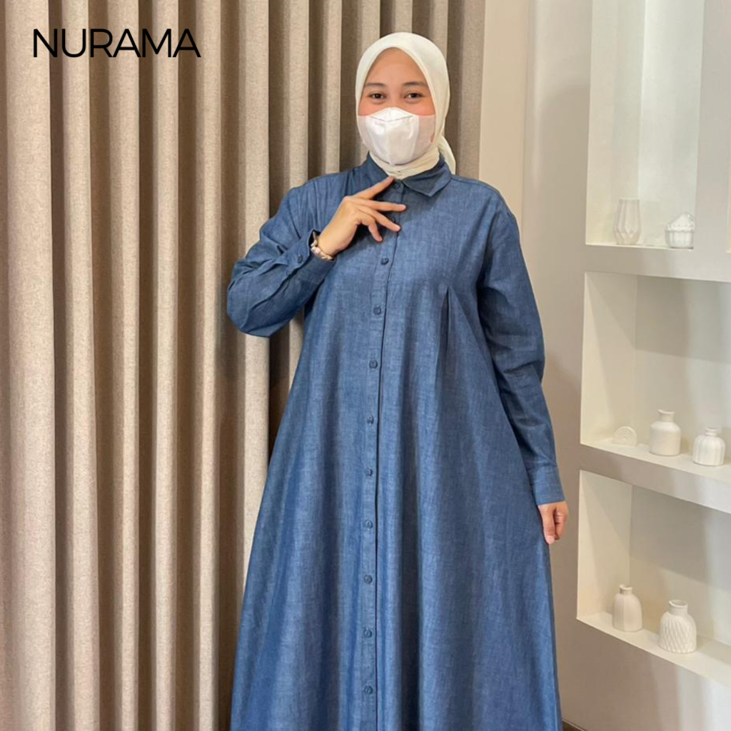 Marwah Dress Casual Denim Gamis Dress - C52 DENIM