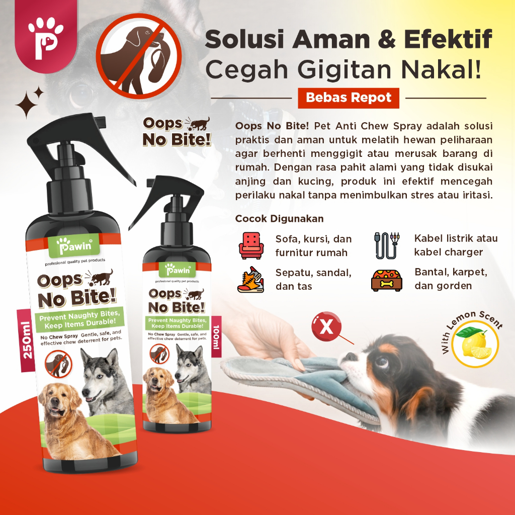Pawin Pet Anti Chew Spray สเปรย์สุนัข Anti-Bite Soft Training Oops ไม่กัด!