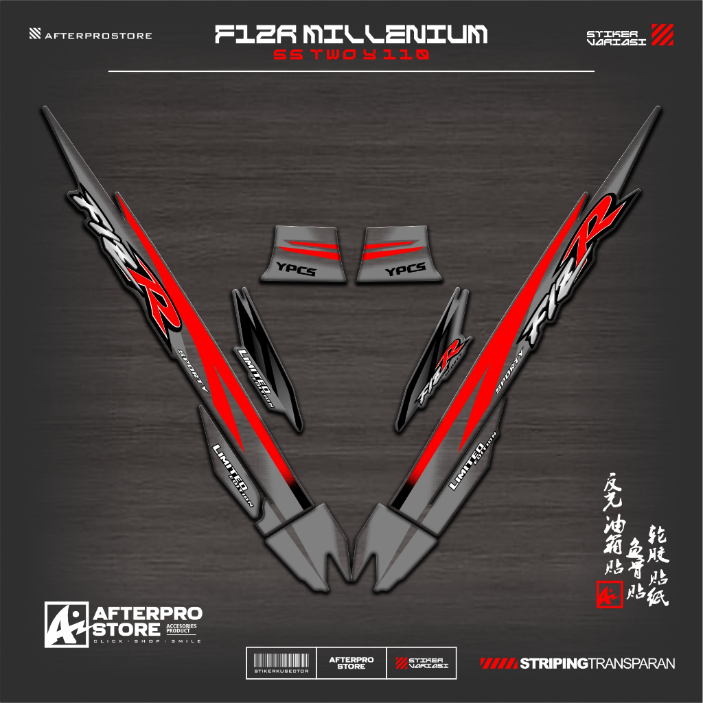 TRANSPARENT STRIPING UV F1ZR MILLENIUM MOTIF K13 สติ๊กเกอร์ YAMAHA F1Z R สติ๊กเกอร์ใส VARIATION FIZR