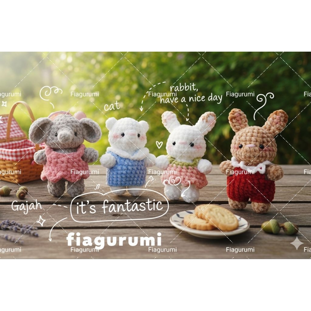 SYLVANIAN FAMILIES GANTUNGAN [figurumi] พวงกุญแจช้างขนาดเล็ก Amigurumi||พวงกุญแจโครเชต์ Sylvanian Fa