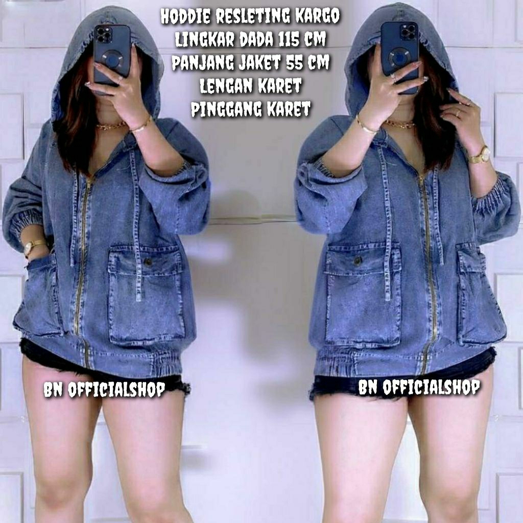 CARGO ZIPPER HODDIE JACKET กางเกงยีนส์ผู้หญิง HODDIE JACKET ZIPPER JACKET