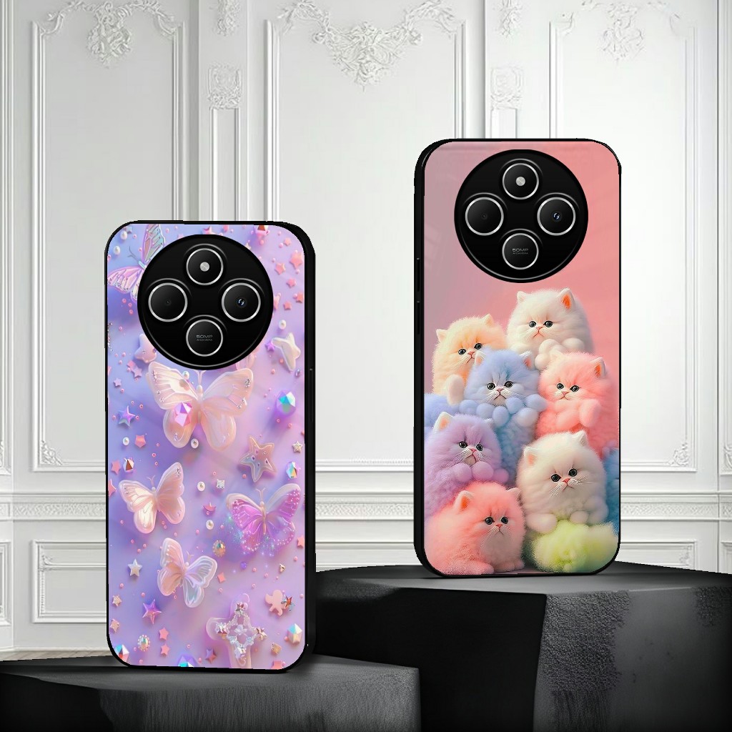 HP Poco C75 Xiaomi Redmi 14C Glass Softcase - เคสโทรศัพท์ Poco C75 Xiaomi Redmi 14C ล่าสุด (U 496)