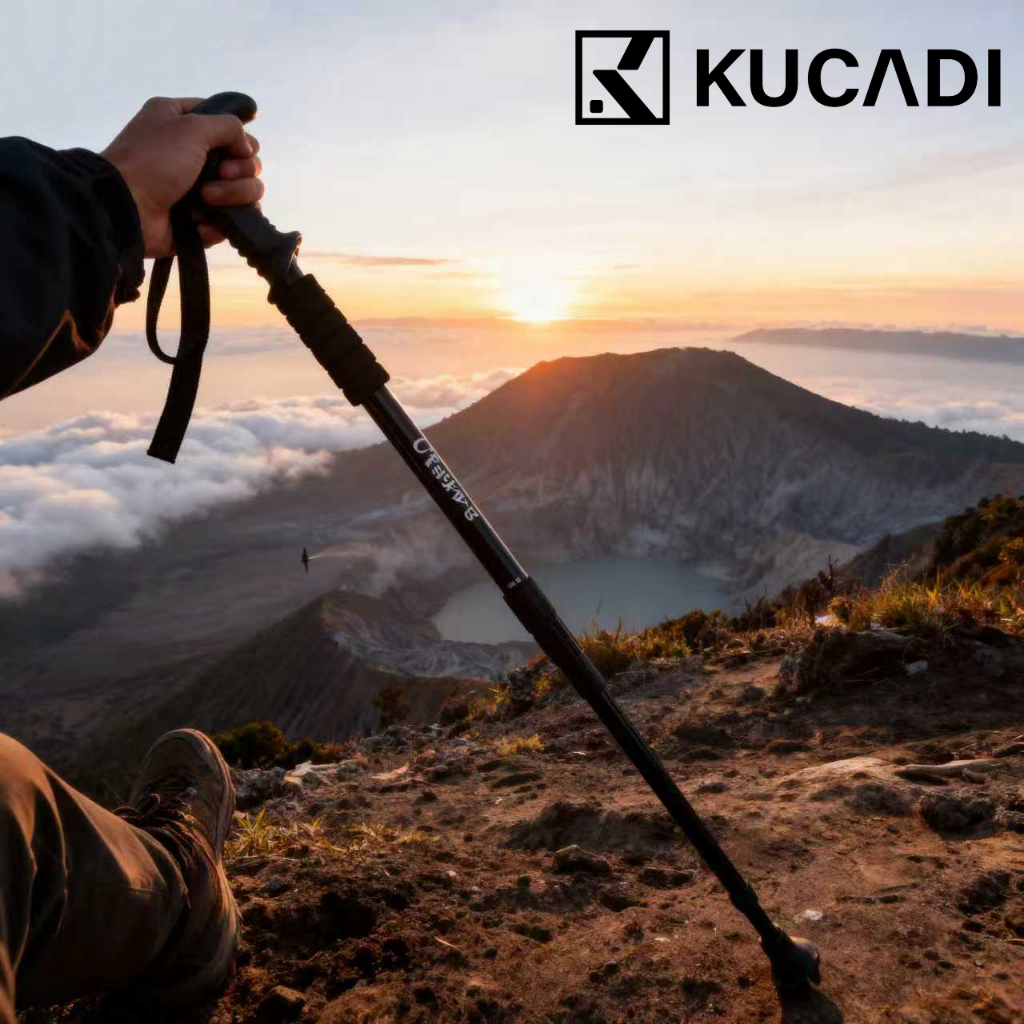 KUCADI/Trekking Pole/Folding Mountain Stick/Black Tracking Pole/Trekking Hiking Aluminium Alloy