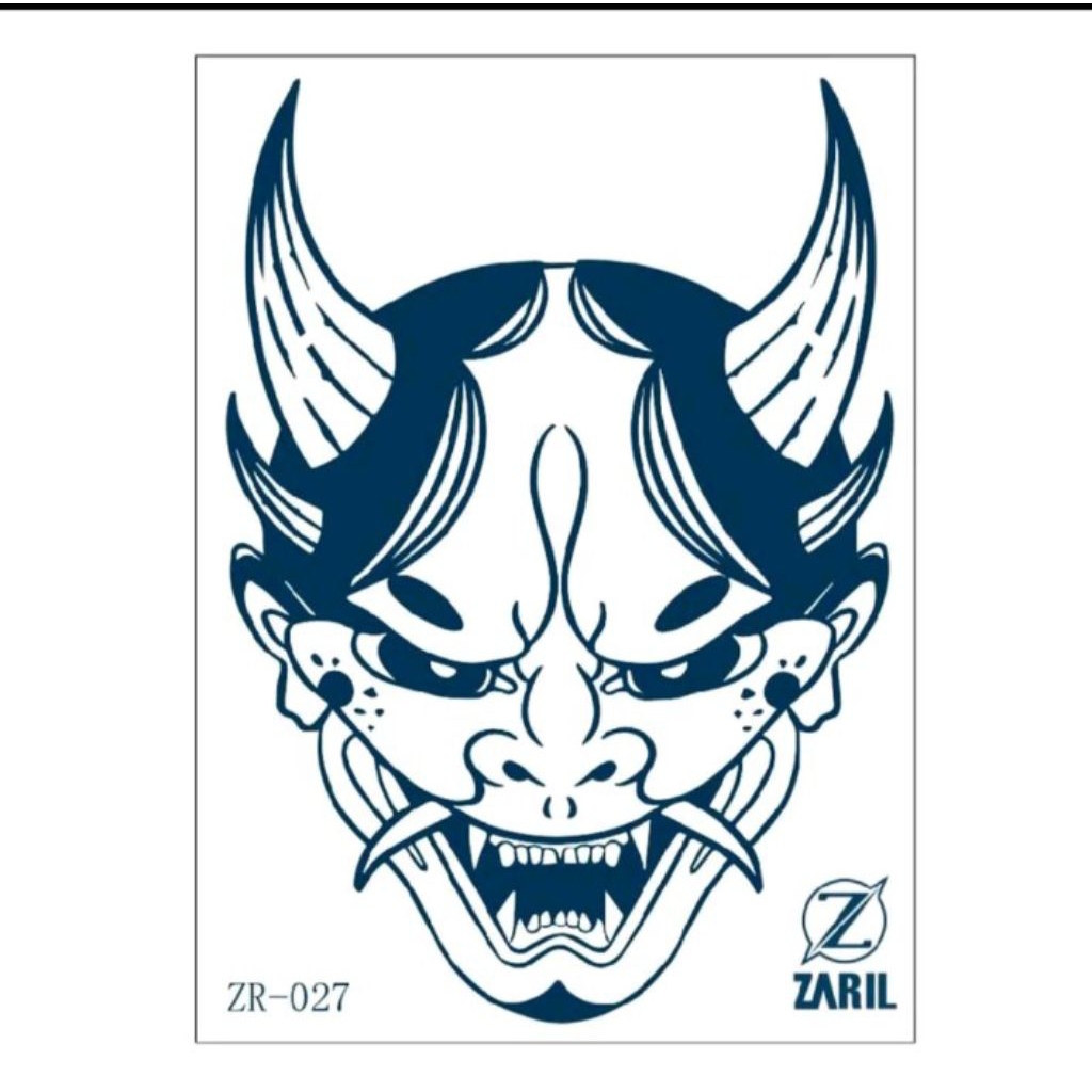 (SEMI PERMANENT) รอยสักชั่วคราว ZR 027 DEVIL ขนาด 12x9 สติ๊กเกอร์รอยสักชั่วคราวติดทนนาน
