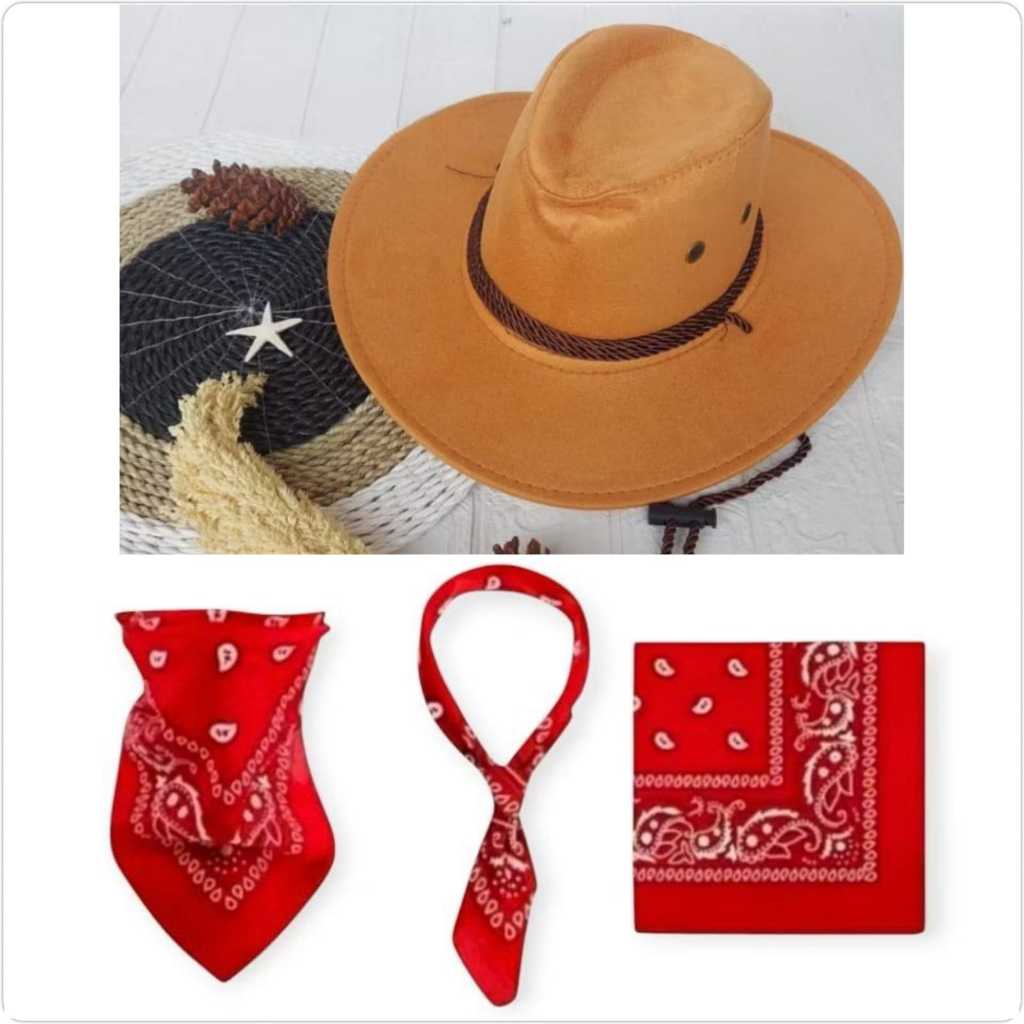 COWBOY SET RANCH HAT / หมวก COWBOY ผู้ใหญ่พร้อมสายรัด / ชุด COWBOY | หมวก UNISEX ผู้ใหญ่ COWBOY COST
