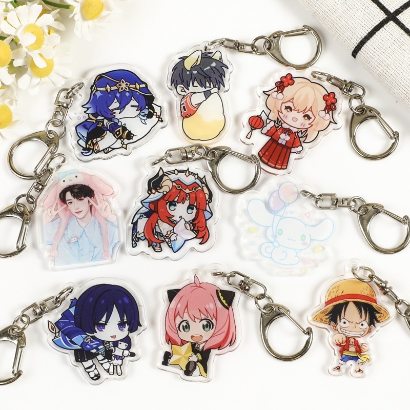 GANTUNGAN พวงกุญแจอะคริลิคใสประหยัดสุ่มอะนิเมะเกมสุ่มพวงกุญแจ Honkai Demon Slayer Wind Breaker ของขว