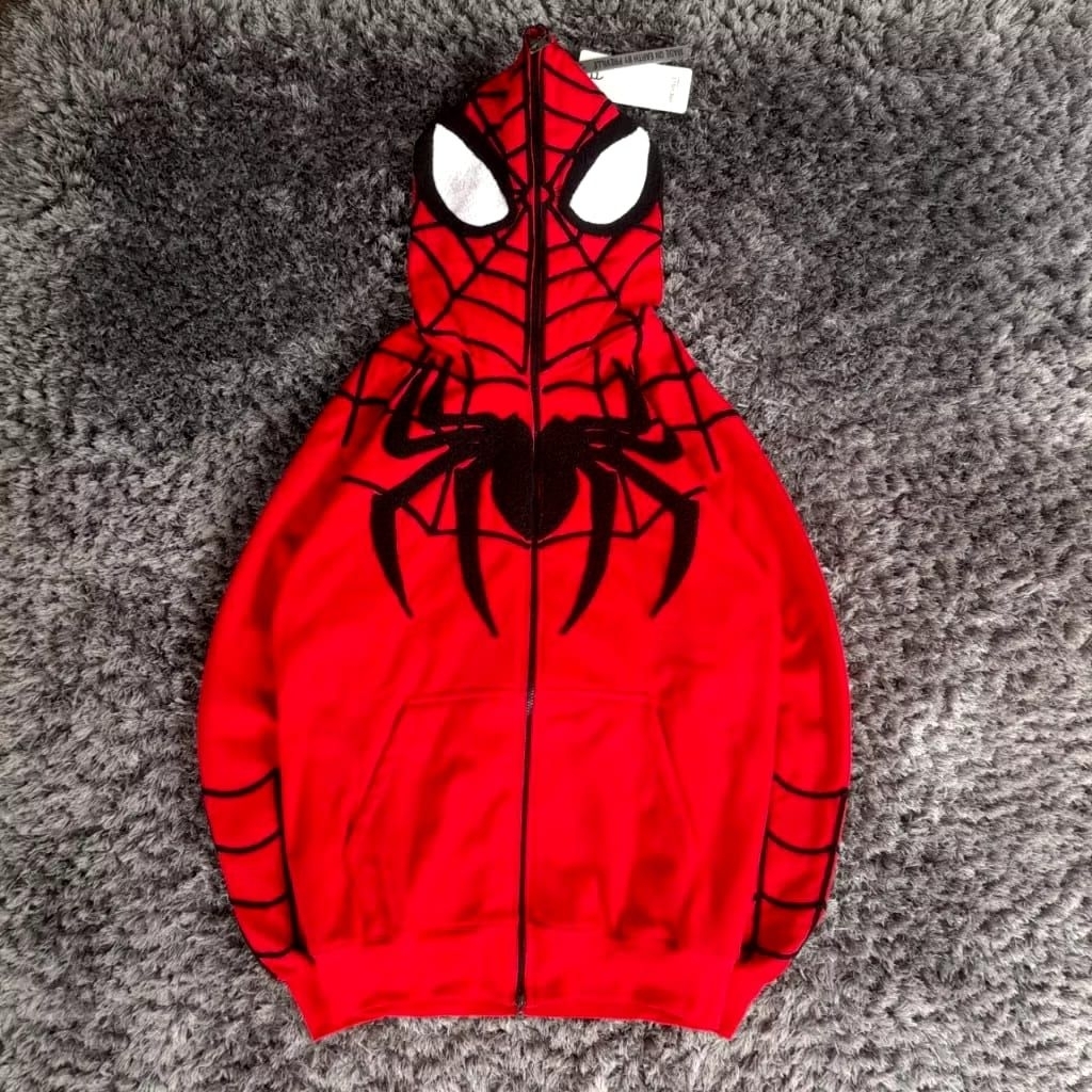 MERAH PREVILLE RED SPIDER ZIPPER HOODIE