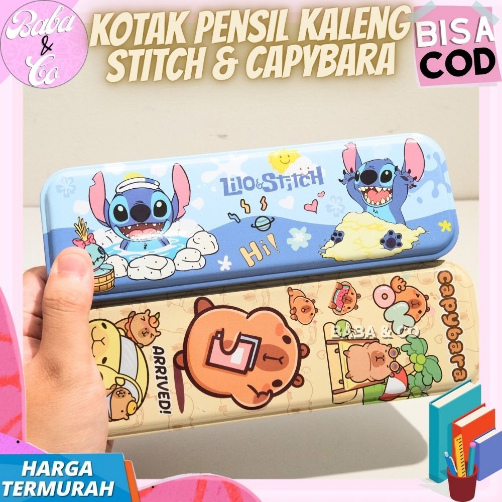 น่ารัก UNIQUE CAPYBARA STITCH TIN PENCIL BOX CUTE STITCH CAPYBARA PENCIL CASE WHOLESALE CAPYBARA PEN