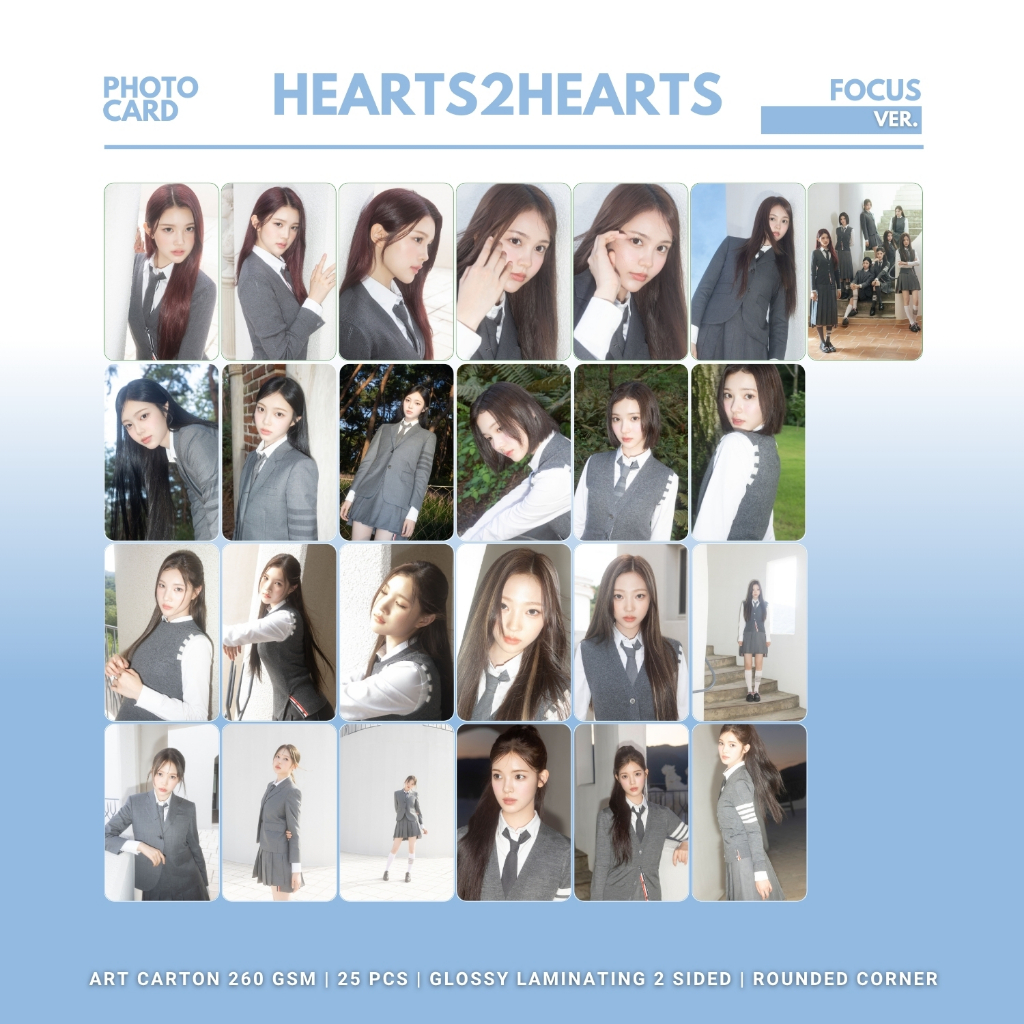 โฟโต้การ์ด HEARTS2HEARTS FOCUS ROUNDED 25 ชิ้น การ์ด KPOP UNOFFICIAL H2H CARMEN JIWOO YUHA ANA IAN