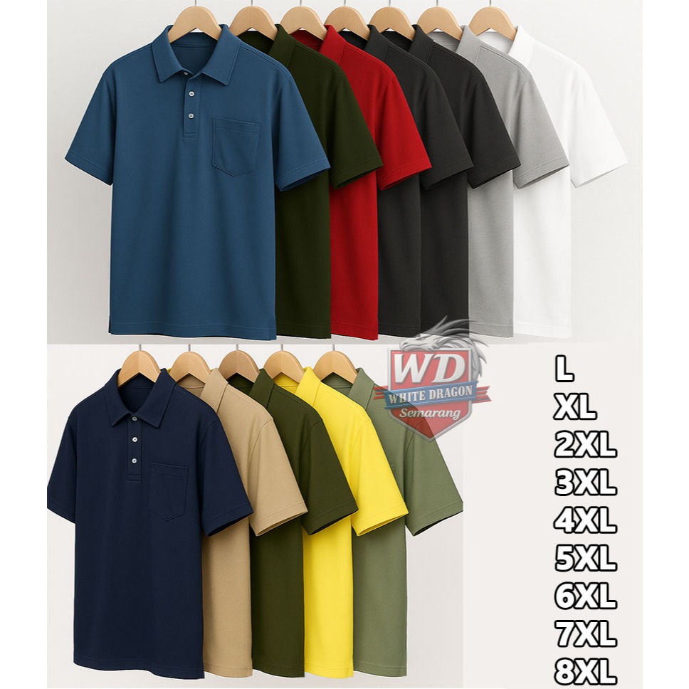 เสื้อโปโลขนาดใหญ่ L XL XXL 3XL 4XL 5XL 6XL 7XL 8XL เสื้อคอปกธรรมดา