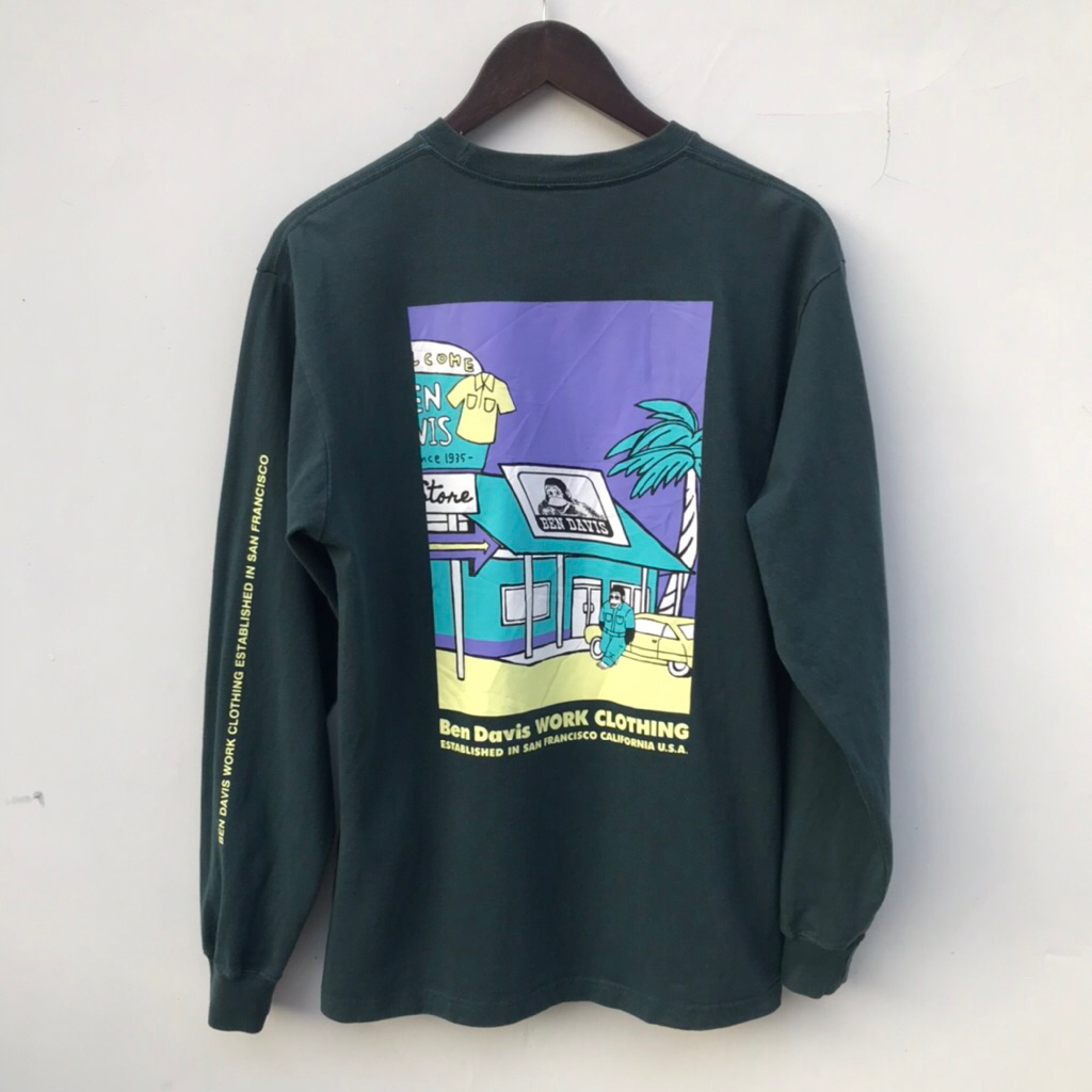 Kaos by Ben Davis Back Hit เสื้อเชิ้ตแขนยาว สีเขียว sz Medium